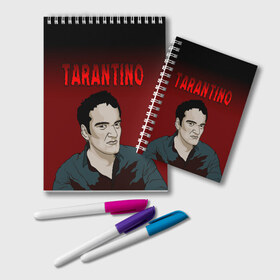Блокнот с принтом Tarantino в Курске, 100% бумага | 48 листов, плотность листов — 60 г/м2, плотность картонной обложки — 250 г/м2. Листы скреплены удобной пружинной спиралью. Цвет линий — светло-серый
 | quentin tarantino | квентин тарантино