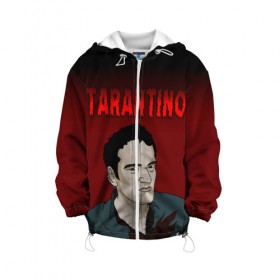 Детская куртка 3D с принтом Tarantino в Курске, 100% полиэстер | застежка — молния, подол и капюшон оформлены резинкой с фиксаторами, по бокам — два кармана без застежек, один потайной карман на груди, плотность верхнего слоя — 90 г/м2; плотность флисового подклада — 260 г/м2 | quentin tarantino | квентин тарантино
