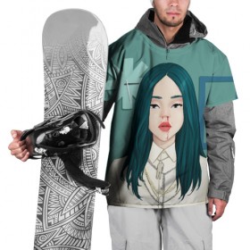 Накидка на куртку 3D с принтом Billie Eilish в Курске, 100% полиэстер |  | bad guy | billie eilish | билли айлиш | эйлиш