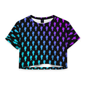 Женская футболка Cropp-top с принтом BILLIE EILISH в Курске, 100% полиэстер | круглая горловина, длина футболки до линии талии, рукава с отворотами | be | billie | billie eilish | билли | билли айлиш