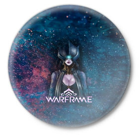 Значок с принтом Warframe в Курске,  металл | круглая форма, металлическая застежка в виде булавки | digital extremes | excalibur | nyx | saryn | space | warframe | варфрэйм | космос | шутер