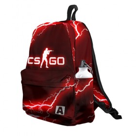 Рюкзак 3D с принтом CS GO LIGHTNING STYLE в Курске, 100% полиэстер | лямки с регулируемой длиной, сверху петелька, чтобы рюкзак можно было повесить на вешалку. Основное отделение закрывается на молнию, как и внешний карман. Внутри два дополнительных кармана, один из которых закрывается на молнию. По бокам два дополнительных кармашка | 