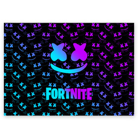 Поздравительная открытка с принтом FORTNITE x MARSHMELLO NEON  в Курске, 100% бумага | плотность бумаги 280 г/м2, матовая, на обратной стороне линовка и место для марки
 | 2019 | armor | armour | cybersport | esport | fortnite | game | llama | logo | броня | игра | киберспорт | лама | фиолетовый | фирменные цвета | фортнайт