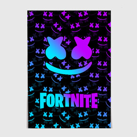 Постер с принтом FORTNITE x MARSHMELLO NEON  в Курске, 100% бумага
 | бумага, плотность 150 мг. Матовая, но за счет высокого коэффициента гладкости имеет небольшой блеск и дает на свету блики, но в отличии от глянцевой бумаги не покрыта лаком | 2019 | armor | armour | cybersport | esport | fortnite | game | llama | logo | броня | игра | киберспорт | лама | фиолетовый | фирменные цвета | фортнайт