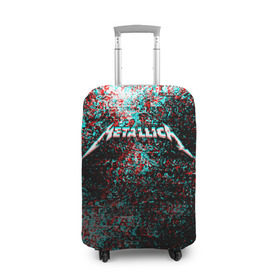 Чехол для чемодана 3D с принтом METALLICA GLITCH в Курске, 86% полиэфир, 14% спандекс | двустороннее нанесение принта, прорези для ручек и колес | 