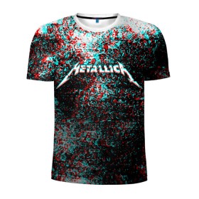 Мужская футболка 3D спортивная с принтом METALLICA GLITCH в Курске, 100% полиэстер с улучшенными характеристиками | приталенный силуэт, круглая горловина, широкие плечи, сужается к линии бедра | 