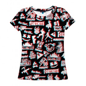 Женская футболка 3D с принтом FORTNITE ПАТТЕРН в Курске, 100% полиэфир ( синтетическое хлопкоподобное полотно) | прямой крой, круглый вырез горловины, длина до линии бедер | fortnite | glitch | marshmello | глитч | маршмелло | фортнайт