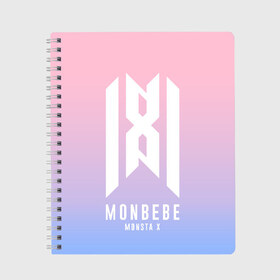 Тетрадь с принтом Monbebe - Monsta X в Курске, 100% бумага | 48 листов, плотность листов — 60 г/м2, плотность картонной обложки — 250 г/м2. Листы скреплены сбоку удобной пружинной спиралью. Уголки страниц и обложки скругленные. Цвет линий — светло-серый
 | hyungwon | i.m | jooheon | k pop | kihyun | kpop | minhyuk | monbebe | monsta x | shownu | wonho | к поп | монста икс