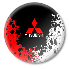 Значок с принтом MITSUBISHI в Курске,  металл | круглая форма, металлическая застежка в виде булавки | mitsubishi | sport | митсубиси | митсубиши | спорт