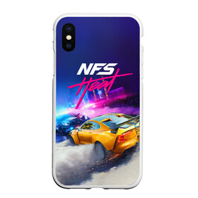 Чехол для iPhone XS Max матовый с принтом NEED FOR SPEED - HEAT (2019) в Курске, Силикон | Область печати: задняя сторона чехла, без боковых панелей | 2019 | auto | for | game | games | heat | logo | need | neon | nfs | racing | speed | symbol | tuning | авто | гонки | жажда | жара | игра | игры | лого | логотип | неон | нфс | символ | скорости | тепло | тюнинг | хеат | хит | хот