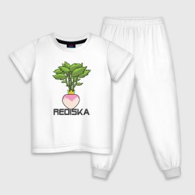 Детская пижама хлопок с принтом Редиска в Курске, 100% хлопок |  брюки и футболка прямого кроя, без карманов, на брюках мягкая резинка на поясе и по низу штанин
 | корона | настроение | овощ | прикольный | редиска