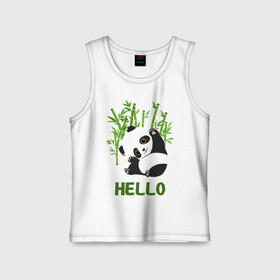 Детская майка хлопок с принтом Panda Hello в Курске,  |  | panda hello | животные | панда | панды | привет