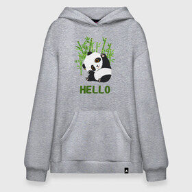 Худи SuperOversize хлопок с принтом Panda Hello в Курске, 70% хлопок, 30% полиэстер, мягкий начес внутри | карман-кенгуру, эластичная резинка на манжетах и по нижней кромке, двухслойный капюшон
 | panda hello | животные | панда | панды | привет