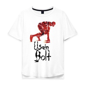 Мужская футболка хлопок Oversize с принтом Usain Bolt в Курске, 100% хлопок | свободный крой, круглый ворот, “спинка” длиннее передней части | athletics | jamaica | man | run | runner | sport | sportsman | usain bolt | легкая атлетика | мужчина | спорт | спортсмен | ямайка