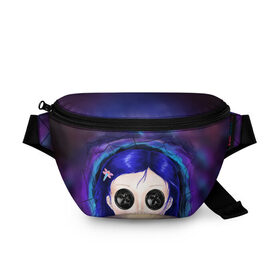 Поясная сумка 3D с принтом Coraline в Курске, 100% полиэстер | плотная ткань, ремень с регулируемой длиной, внутри несколько карманов для мелочей, основное отделение и карман с обратной стороны сумки застегиваются на молнию | coraline | neil gaiman | тим бёртон