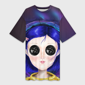 Платье-футболка 3D с принтом Coraline в Курске,  |  | coraline | neil gaiman | тим бёртон