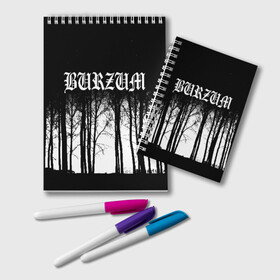 Блокнот с принтом Burzum в Курске, 100% бумага | 48 листов, плотность листов — 60 г/м2, плотность картонной обложки — 250 г/м2. Листы скреплены удобной пружинной спиралью. Цвет линий — светло-серый
 | burzum | ghotic | варг викернес | мрак | тьма