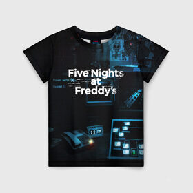 Детская футболка 3D с принтом FIVE NIGHTS AT FREDDYS в Курске, 100% гипоаллергенный полиэфир | прямой крой, круглый вырез горловины, длина до линии бедер, чуть спущенное плечо, ткань немного тянется | 5 ночей с фредди | animation | bonnie | chica | five nights at freddys | fnaf | foxy | freddy | funny | horror | scary | бонни | майк | пять | ужас | фнаф | фокси | фредди | чика | шмидт