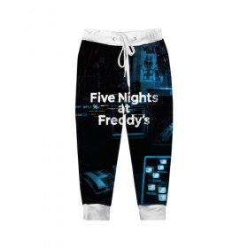 Детские брюки 3D с принтом FIVE NIGHTS AT FREDDYS в Курске, 100% полиэстер | манжеты по низу, эластичный пояс регулируется шнурком, по бокам два кармана без застежек, внутренняя часть кармана из мелкой сетки | 5 ночей с фредди | animation | bonnie | chica | five nights at freddys | fnaf | foxy | freddy | funny | horror | scary | бонни | майк | пять | ужас | фнаф | фокси | фредди | чика | шмидт