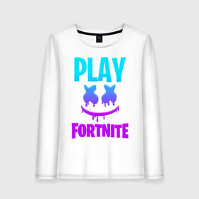 Женский лонгслив хлопок с принтом FORTNITE x MARSHMELLO в Курске, 100% хлопок |  | fortnite | fortnite x | marshmello | маршмелло | фортнайт