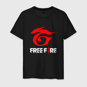 Мужская футболка хлопок с принтом GARENA FREE FIRE в Курске, 100% хлопок | прямой крой, круглый вырез горловины, длина до линии бедер, слегка спущенное плечо. | free fire | garena | garena free fire | гарена | гарена фри фаер | фри фаер