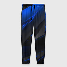 Мужские брюки 3D с принтом Blue and Black в Курске, 100% полиэстер | манжеты по низу, эластичный пояс регулируется шнурком, по бокам два кармана без застежек, внутренняя часть кармана из мелкой сетки | Тематика изображения на принте: 3d | 3д | black | blue | texture | геометрия | красно синее | синий | текстуры | фигуры | черный