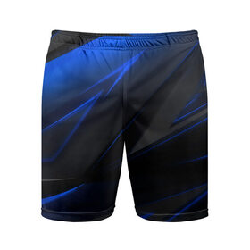Мужские шорты спортивные с принтом Blue and Black в Курске,  |  | Тематика изображения на принте: 3d | 3д | black | blue | texture | геометрия | красно синее | синий | текстуры | фигуры | черный