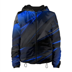Женская куртка 3D с принтом Blue and Black в Курске, ткань верха — 100% полиэстер, подклад — флис | прямой крой, подол и капюшон оформлены резинкой с фиксаторами, два кармана без застежек по бокам, один большой потайной карман на груди. Карман на груди застегивается на липучку | 3d | 3д | black | blue | texture | геометрия | красно синее | синий | текстуры | фигуры | черный