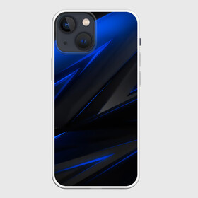 Чехол для iPhone 13 mini с принтом Blue and Black в Курске,  |  | 3d | 3д | black | blue | texture | геометрия | красно синее | синий | текстуры | фигуры | черный