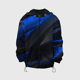 Детская куртка 3D с принтом Blue and Black в Курске, 100% полиэстер | застежка — молния, подол и капюшон оформлены резинкой с фиксаторами, по бокам — два кармана без застежек, один потайной карман на груди, плотность верхнего слоя — 90 г/м2; плотность флисового подклада — 260 г/м2 | 3d | 3д | black | blue | texture | геометрия | красно синее | синий | текстуры | фигуры | черный
