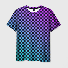 Мужская футболка 3D с принтом Checkerboard gradient в Курске, 100% полиэфир | прямой крой, круглый вырез горловины, длина до линии бедер | Тематика изображения на принте: checkerboard | gradient | бойчик | градиент | клетка. ячейка | орнамент | френдзона | шахматная. доска | шашечки