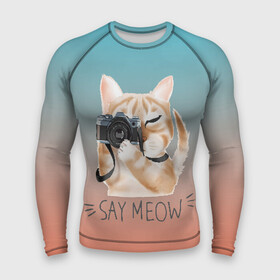 Мужской рашгард 3D с принтом Say Meow в Курске,  |  | Тематика изображения на принте: meow | кот | котенок | котик | котики | котятка | кошка | мяу | скажи мяу | фотоаппарат | фотограф