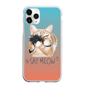 Чехол для iPhone 11 Pro Max матовый с принтом Say Meow в Курске, Силикон |  | Тематика изображения на принте: meow | кот | котенок | котик | котики | котятка | кошка | мяу | скажи мяу | фотоаппарат | фотограф