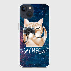 Чехол для iPhone 13 с принтом Say Meow в Курске,  |  | Тематика изображения на принте: meow | кот | котенок | котик | котики | котятка | кошка | мяу | скажи мяу | фотоаппарат | фотограф