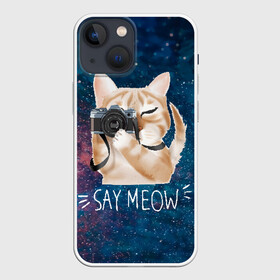 Чехол для iPhone 13 mini с принтом Say Meow в Курске,  |  | Тематика изображения на принте: meow | кот | котенок | котик | котики | котятка | кошка | мяу | скажи мяу | фотоаппарат | фотограф