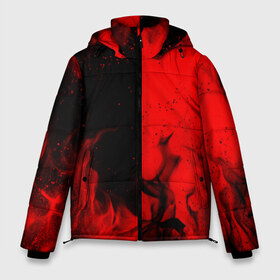 Мужская зимняя куртка 3D с принтом BLACK RED FIRE в Курске, верх — 100% полиэстер; подкладка — 100% полиэстер; утеплитель — 100% полиэстер | длина ниже бедра, свободный силуэт Оверсайз. Есть воротник-стойка, отстегивающийся капюшон и ветрозащитная планка. 

Боковые карманы с листочкой на кнопках и внутренний карман на молнии. | bright | fire | flame | heat | light | wildfire | искры | огненный | огонь | пламя | пожар