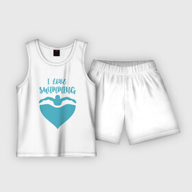 Детская пижама с шортами хлопок с принтом I love swimming в Курске,  |  | dive | diving | swim | swimming | synchronized swimming | водный спорт | дайвинг | плавание | пловец | синхронное плавание | спорт