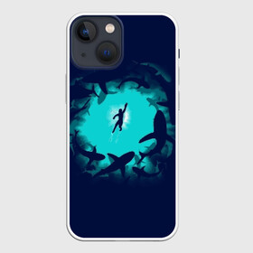 Чехол для iPhone 13 mini с принтом Swimming in the sea в Курске,  |  | Тематика изображения на принте: dive | diving | swim | swimming | synchronized swimming | водный спорт | дайвинг | плавание | пловец | синхронное плавание | спорт