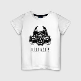 Детская футболка хлопок с принтом S.T.A.L.K.E.R. 2 в Курске, 100% хлопок | круглый вырез горловины, полуприлегающий силуэт, длина до линии бедер | Тематика изображения на принте: bandit | chernobyl | logo | pripyat | s.t.a.l.k.e.r. 2 | shadow of chernobyl | stalker | stalker 2 | бандиты | лого | меченый | припять | сталкер | сталкер 2 | тени чернобыля | чернобыль | чистое небо