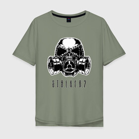 Мужская футболка хлопок Oversize с принтом S.T.A.L.K.E.R. 2 в Курске, 100% хлопок | свободный крой, круглый ворот, “спинка” длиннее передней части | bandit | chernobyl | logo | pripyat | s.t.a.l.k.e.r. 2 | shadow of chernobyl | stalker | stalker 2 | бандиты | лого | меченый | припять | сталкер | сталкер 2 | тени чернобыля | чернобыль | чистое небо