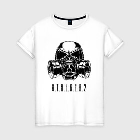 Женская футболка хлопок с принтом S.T.A.L.K.E.R. 2 в Курске, 100% хлопок | прямой крой, круглый вырез горловины, длина до линии бедер, слегка спущенное плечо | bandit | chernobyl | logo | pripyat | s.t.a.l.k.e.r. 2 | shadow of chernobyl | stalker | stalker 2 | бандиты | лого | меченый | припять | сталкер | сталкер 2 | тени чернобыля | чернобыль | чистое небо