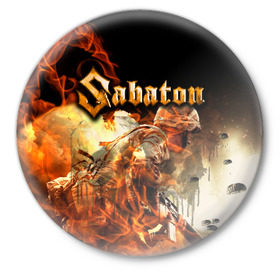 Значок с принтом Sabaton в Курске,  металл | круглая форма, металлическая застежка в виде булавки | heavy | metal | power | sabaton | метал | пауэр | сабатон | хэви