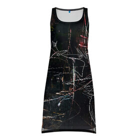 Платье-майка 3D с принтом Dark brush в Курске, 100% полиэстер | полуприлегающий силуэт, широкие бретели, круглый вырез горловины, удлиненный подол сзади. | black | brush | texture | краски | мазки | раскраска | текстуры | черный