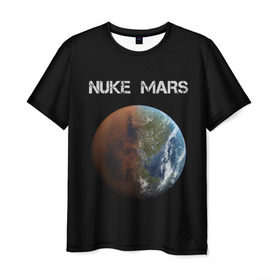 Мужская футболка 3D с принтом NUKE MARS в Курске, 100% полиэфир | прямой крой, круглый вырез горловины, длина до линии бедер | elon | mars | musk | nuke | земля | илон | марс | маск | планета | терраформирование | ядерный