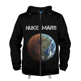 Мужская ветровка 3D с принтом NUKE MARS в Курске, 100% полиэстер | подол и капюшон оформлены резинкой с фиксаторами, два кармана без застежек по бокам, один потайной карман на груди | elon | mars | musk | nuke | земля | илон | марс | маск | планета | терраформирование | ядерный
