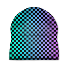 Шапка 3D с принтом Checkerboard Color в Курске, 100% полиэстер | универсальный размер, печать по всей поверхности изделия | checkerboard | gradient | бойчик | в клетку | в клеточку | градиент | клетка | музыка | орнамент | френдзона | шахматная доска | шашки