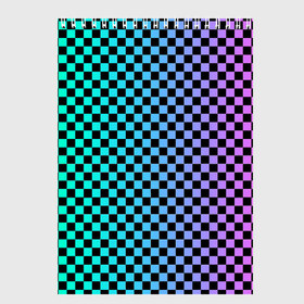 Скетчбук с принтом Checkerboard Color в Курске, 100% бумага
 | 48 листов, плотность листов — 100 г/м2, плотность картонной обложки — 250 г/м2. Листы скреплены сверху удобной пружинной спиралью | checkerboard | gradient | бойчик | в клетку | в клеточку | градиент | клетка | музыка | орнамент | френдзона | шахматная доска | шашки