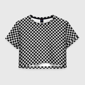 Женская футболка Crop-top 3D с принтом Checkerboard Color  в Курске, 100% полиэстер | круглая горловина, длина футболки до линии талии, рукава с отворотами | checkerboard | gradient | бойчик | в клетку | в клеточку | градиент | клетка | музыка | орнамент | френдзона | шахматная доска | шашки