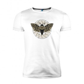 Мужская футболка премиум с принтом Бабочка в Курске, 92% хлопок, 8% лайкра | приталенный силуэт, круглый вырез ворота, длина до линии бедра, короткий рукав | бабочка | бражник | череп