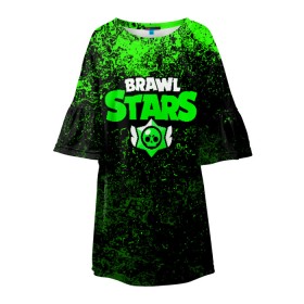 Детское платье 3D с принтом BRAWL STARS LEON в Курске, 100% полиэстер | прямой силуэт, чуть расширенный к низу. Круглая горловина, на рукавах — воланы | android | brawl stars | games | mobile game | stars | игры | мобильные игры